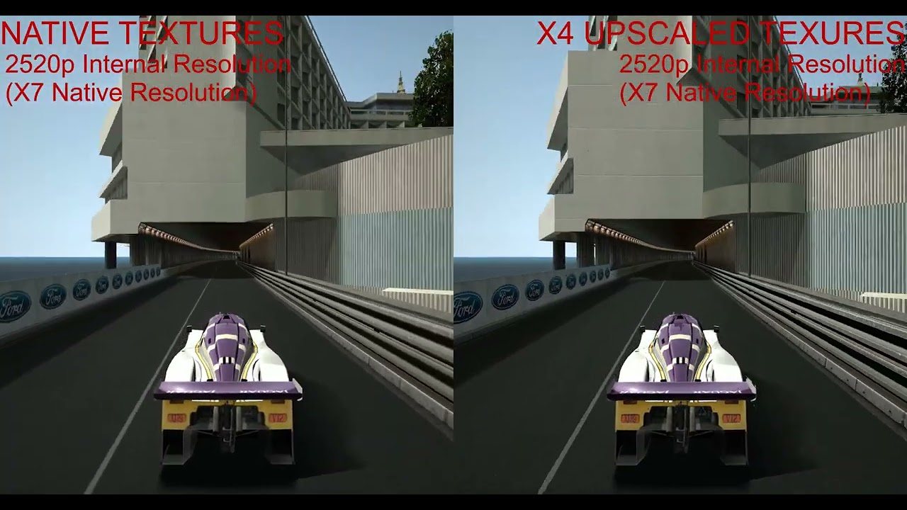 Gran Turismo 4 - Native resolution textures vs X4 upscaled textures (made by Gtafan and Hatersbby)