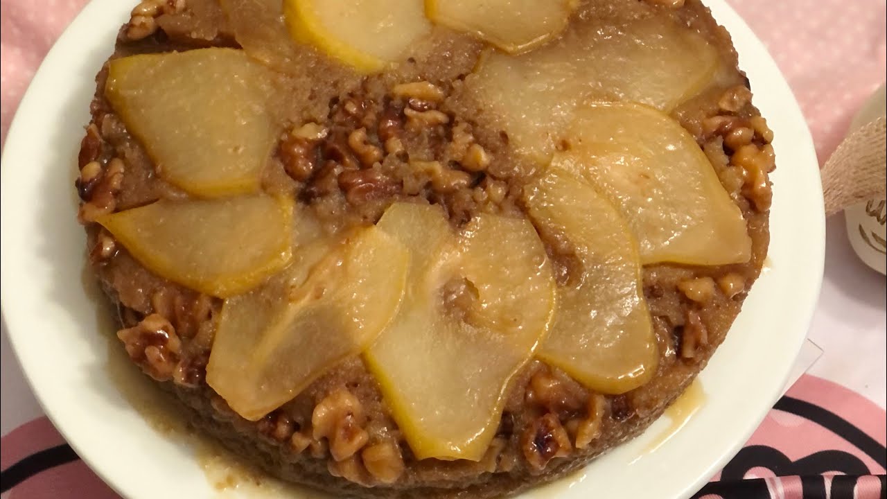 Walnut Pear Upside Down Cake