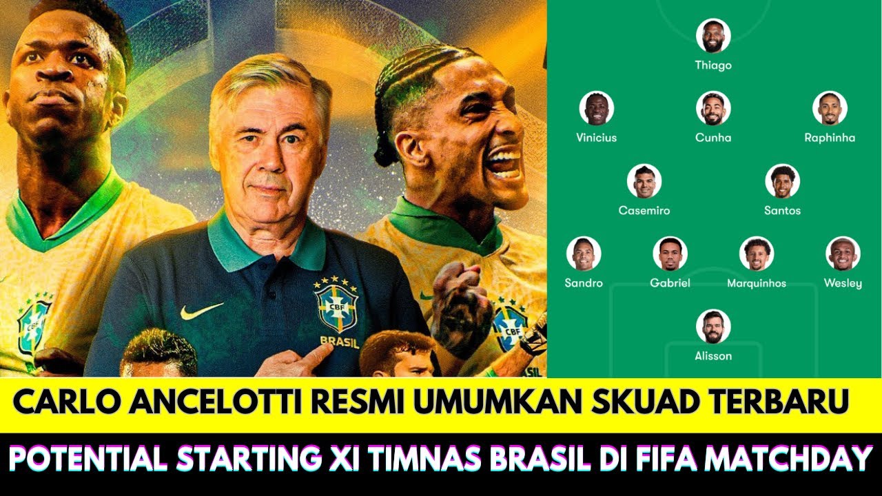 Ancelotti Resmi Umumkan Skuad Terbaru Timnas Brasil❗Potential Starting di FIFA Matchday Maret 2026
