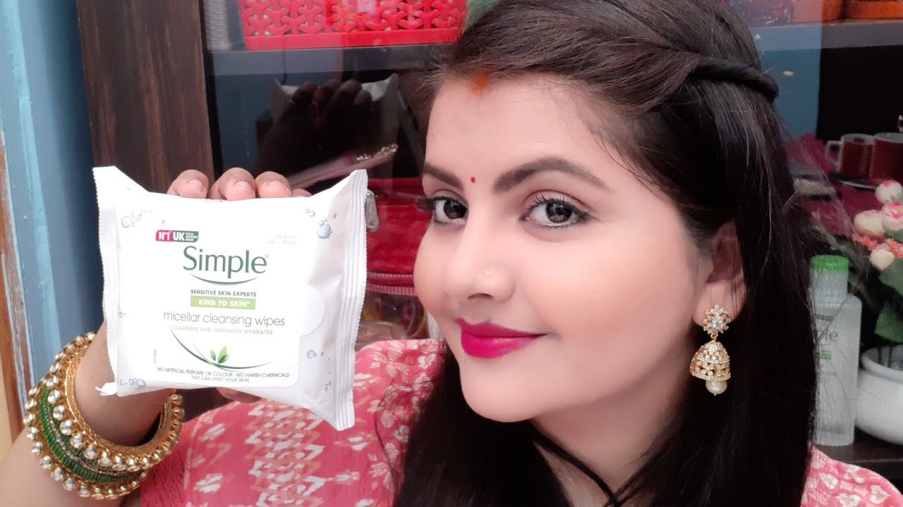 Simple kind to skin micellar cleansing wipes review and demo | best facial wipe for sensitive skin |