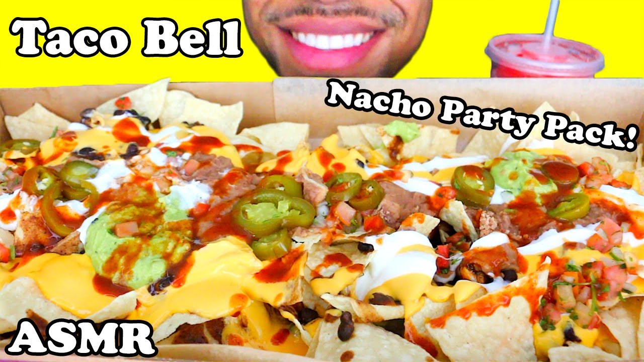 ASMR TACO BELL NACHO PARTY PACK MUKBANG STRAWBERRY FREEZE DRINK JERRY