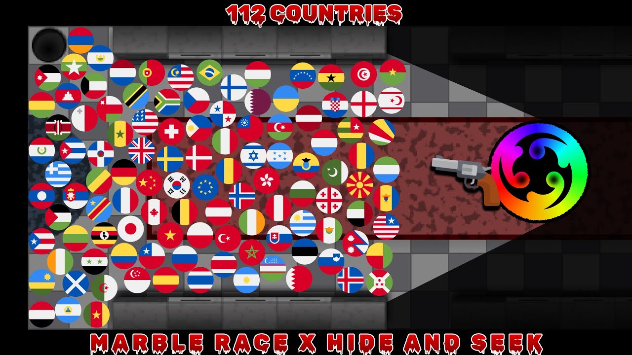 112 Countries Vs. Seeker - Hide and Seek Marble Race In Aldogoo