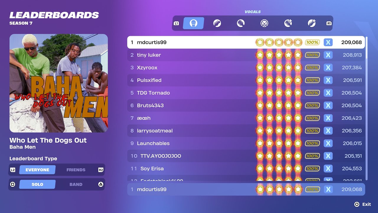 [Fortnite Festival S7] Who Let The Dogs Out Expert Vocals 100% FC 1st Place All Perfects