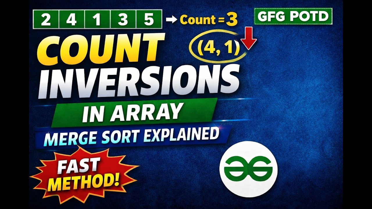 GFG POTD Count Inversions in Array | Merge Sort Explained | Python #dailychallenge #coding