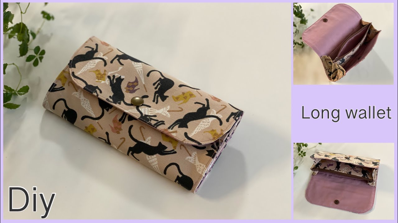 布長財布作り方, How To Make Fabric Long Wallet, easy sewing tutorials, Diy