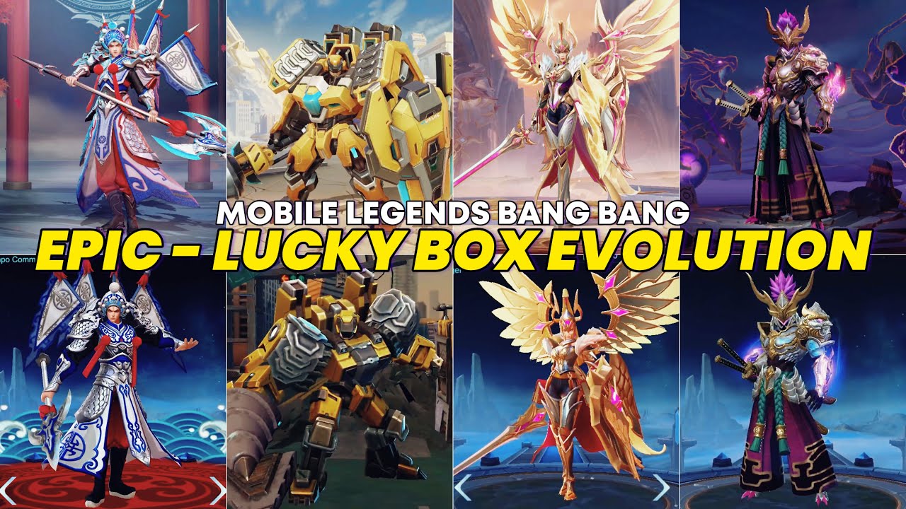 MLBB Evolution EPIC to LUCKY BOX Skin Compare Side By Side Ultra HD 2024 | Mobile Legends Bang Bang