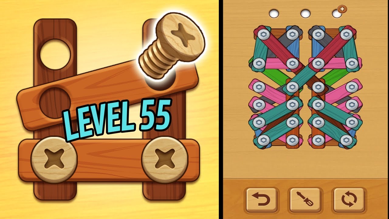 🏅 WOODLE - WOOD SCREW PUZZLE 🤪 Level 55 🧩 Gameplay Walkthrough
