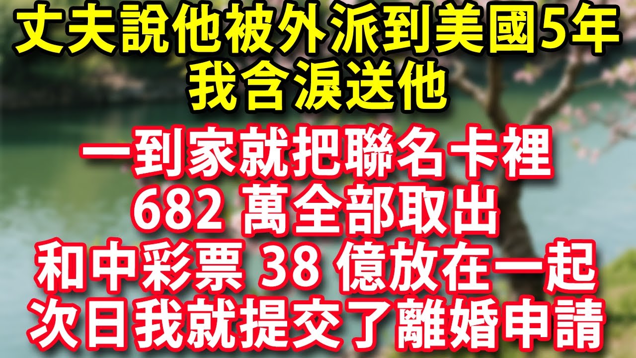 丈夫說他被外派到美國5年 我含淚送他 一到家就把聯名卡裡的682萬全部取出 和中彩票38億放在一起 第二天就去婚姻登記處提交了離婚申請#人生感悟 #健康 #情感故事 #婚姻經營 #老年生活 #家庭