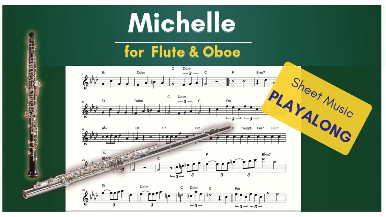 Michelle - for Flute and Oboe, Sheet Music and PLAYALONG