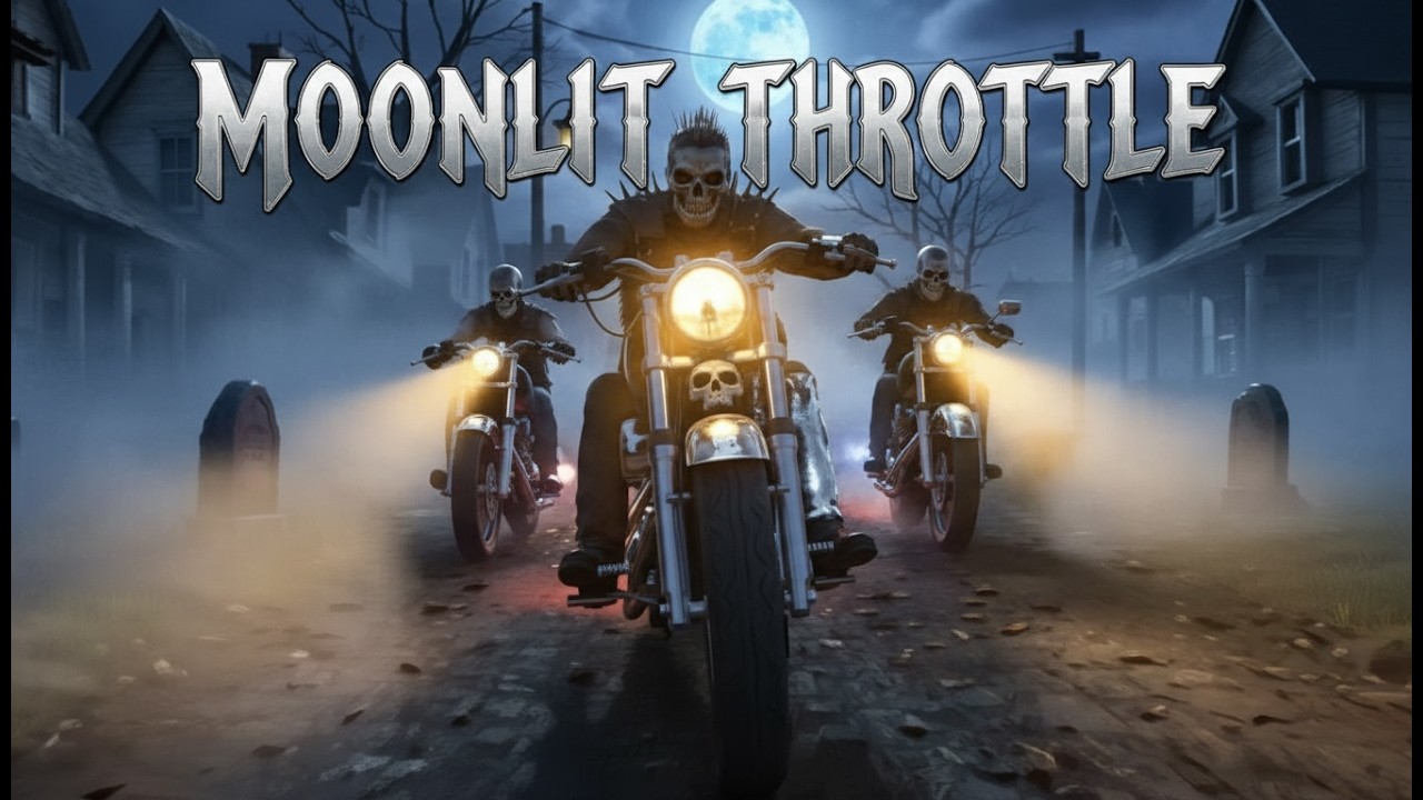 Moonlit Throttle #NightEngine #OutlawRiders #SkullNation #RockAndRide #DarkJourney