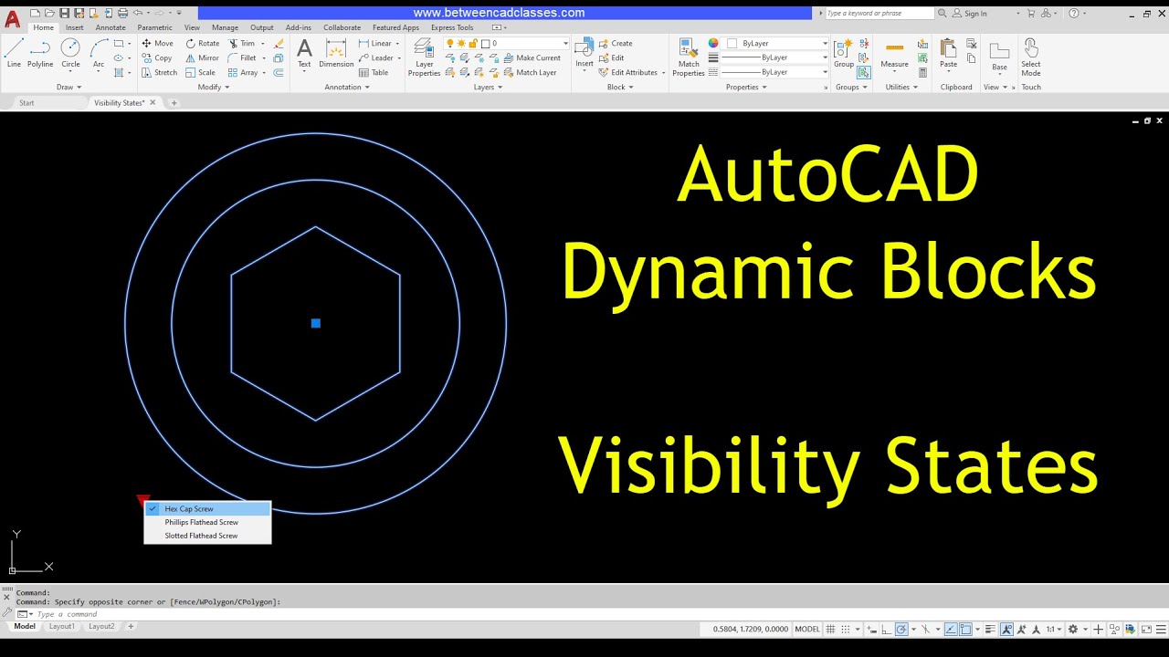 Учебное пособие по динамическим блокам AutoCAD: состояния видимости
