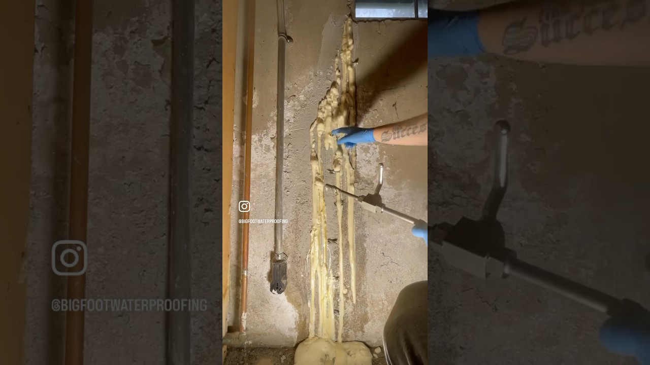 Juicy Crack Injection #basementwaterproofing | Bigfoot Waterproofing