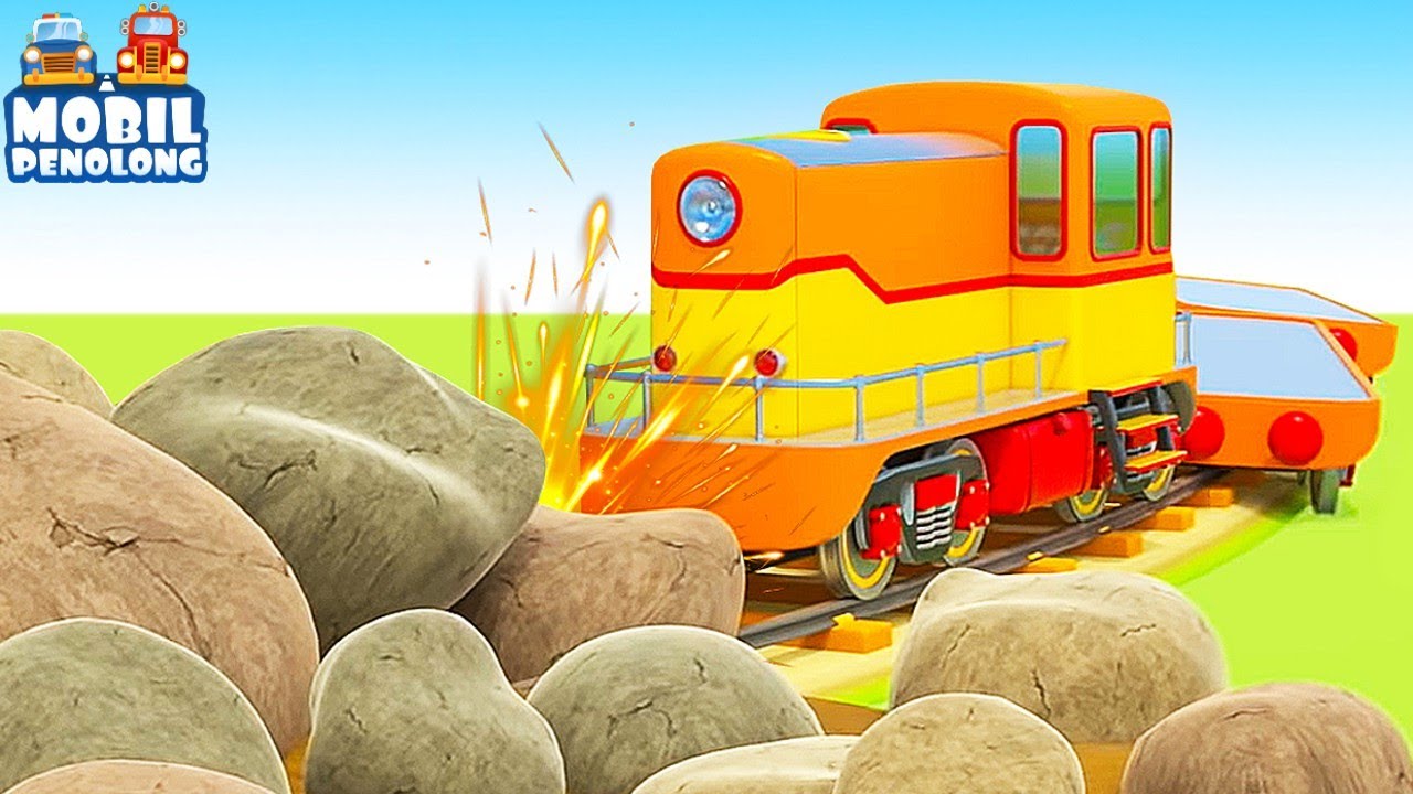 Tabrakan kereta! Kartun kereta untuk anak & Mobil penolong. Truk sampah & kendaraan darurat