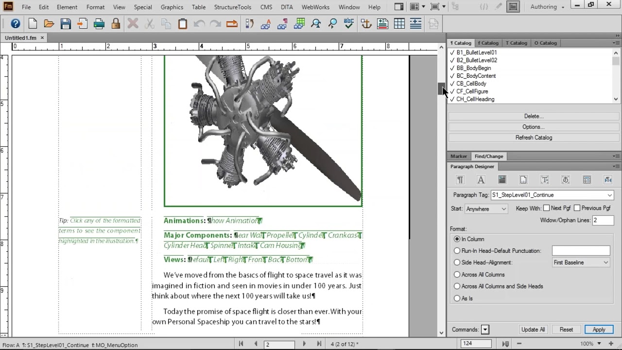 Adobe FrameMaker 2015, Basics of Paragraph Design, Character Design, and Page Layout