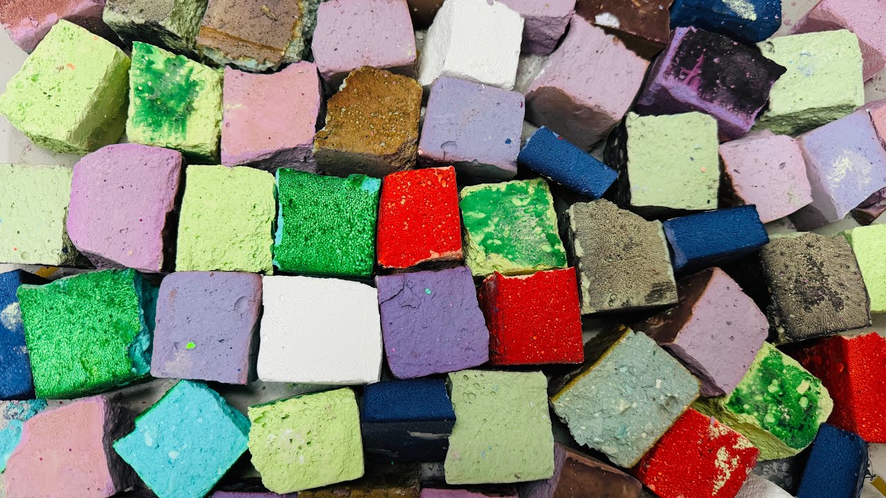 Different Colour Chalk ASMR Crush Video | Broken Chalk ASMR Block 