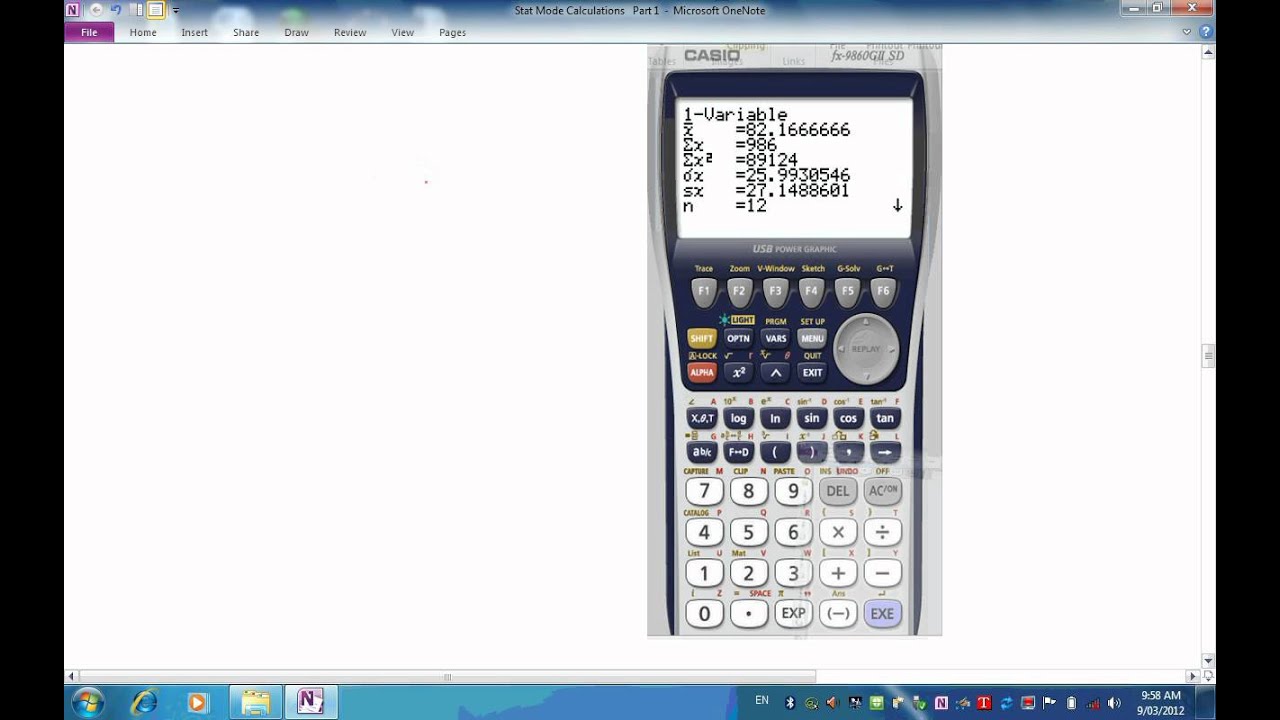 Casio GDC Stat Mode Calculations - Part 1 (11 min).wmv
