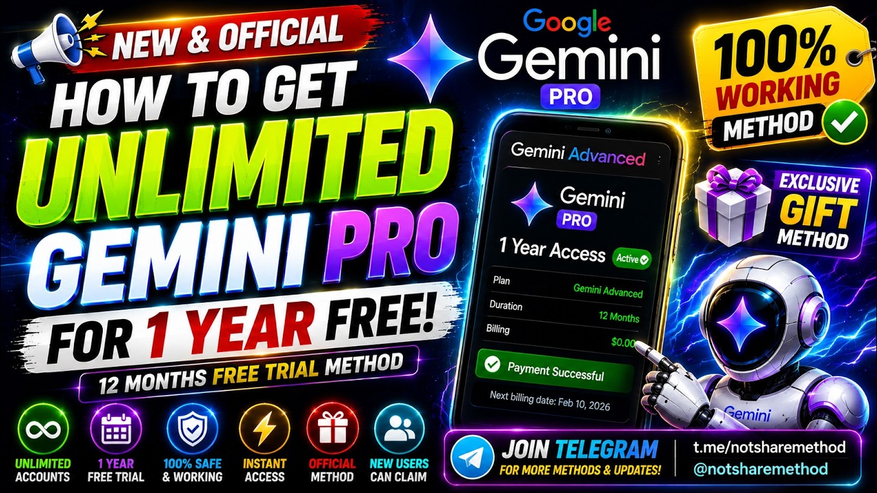 How to Get Gemini Pro FREE for 1 Year (Official Guide) | 2026 Working Tutorial | Step-by-Step