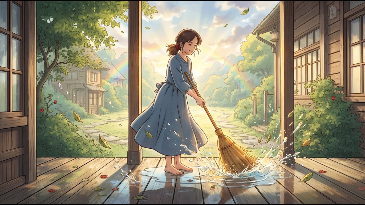A Small Village Morning After the Rain | sweeping the porch, breathing in calm, slow living
