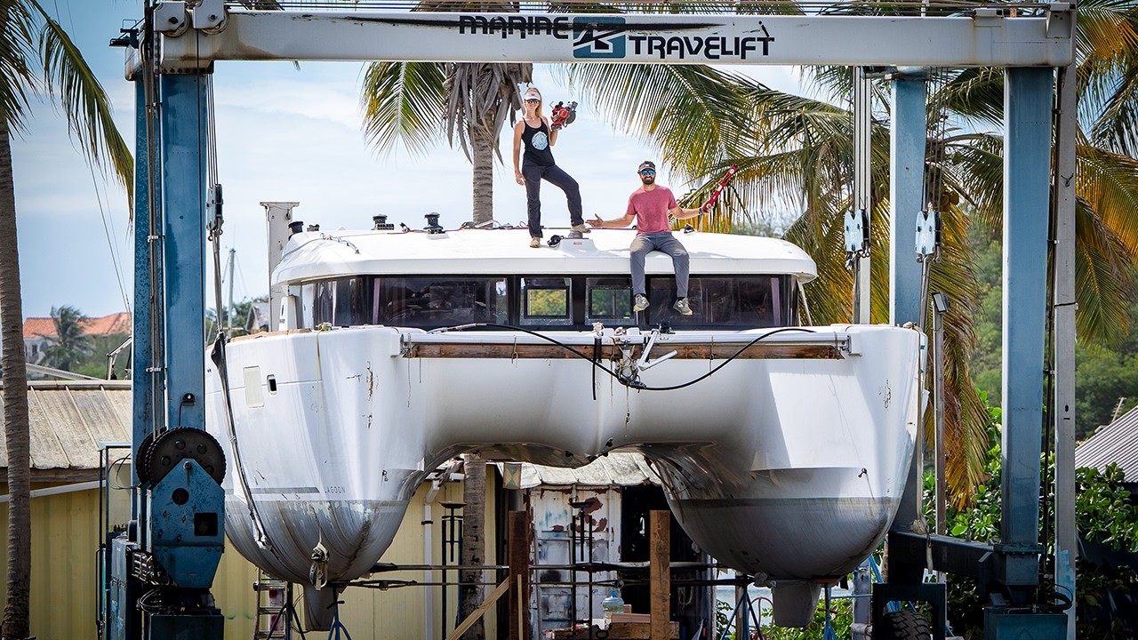 BIG MOVES: How To Straighten a 30,000lb Catamaran l DIY Rebuild Ep.91
