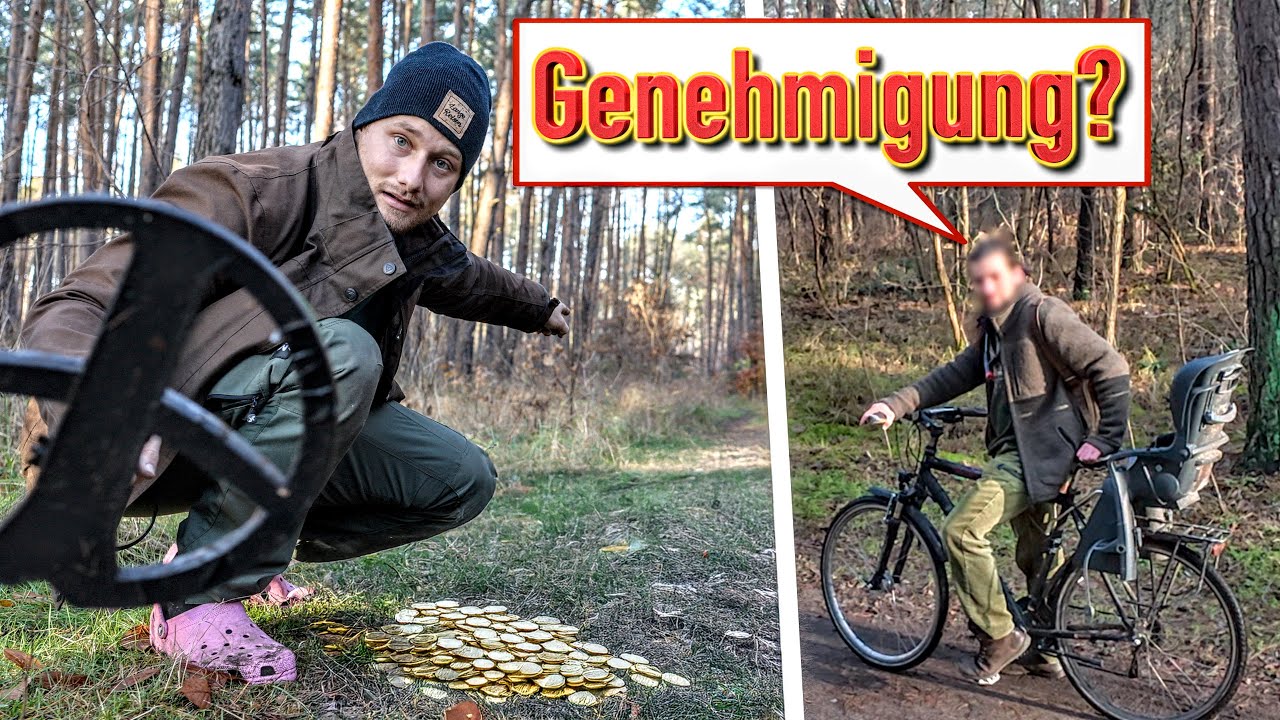 Neugieriger Passant bei Schatzsuche an Waldwegen mit Metalldetektor 🧐 (Sondeln)