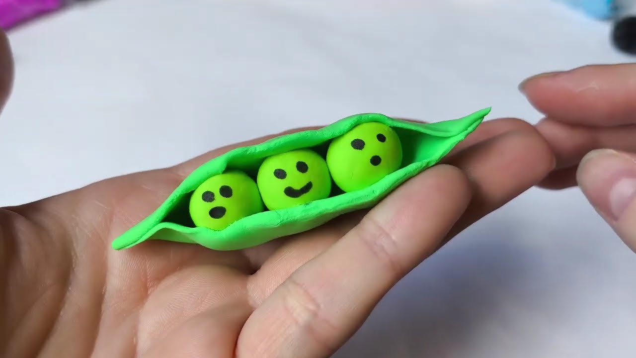 DIY Peas in a Pod Magnet 🫛 Air Dry Clay | ASMR Sculpting | Step‑by‑Step