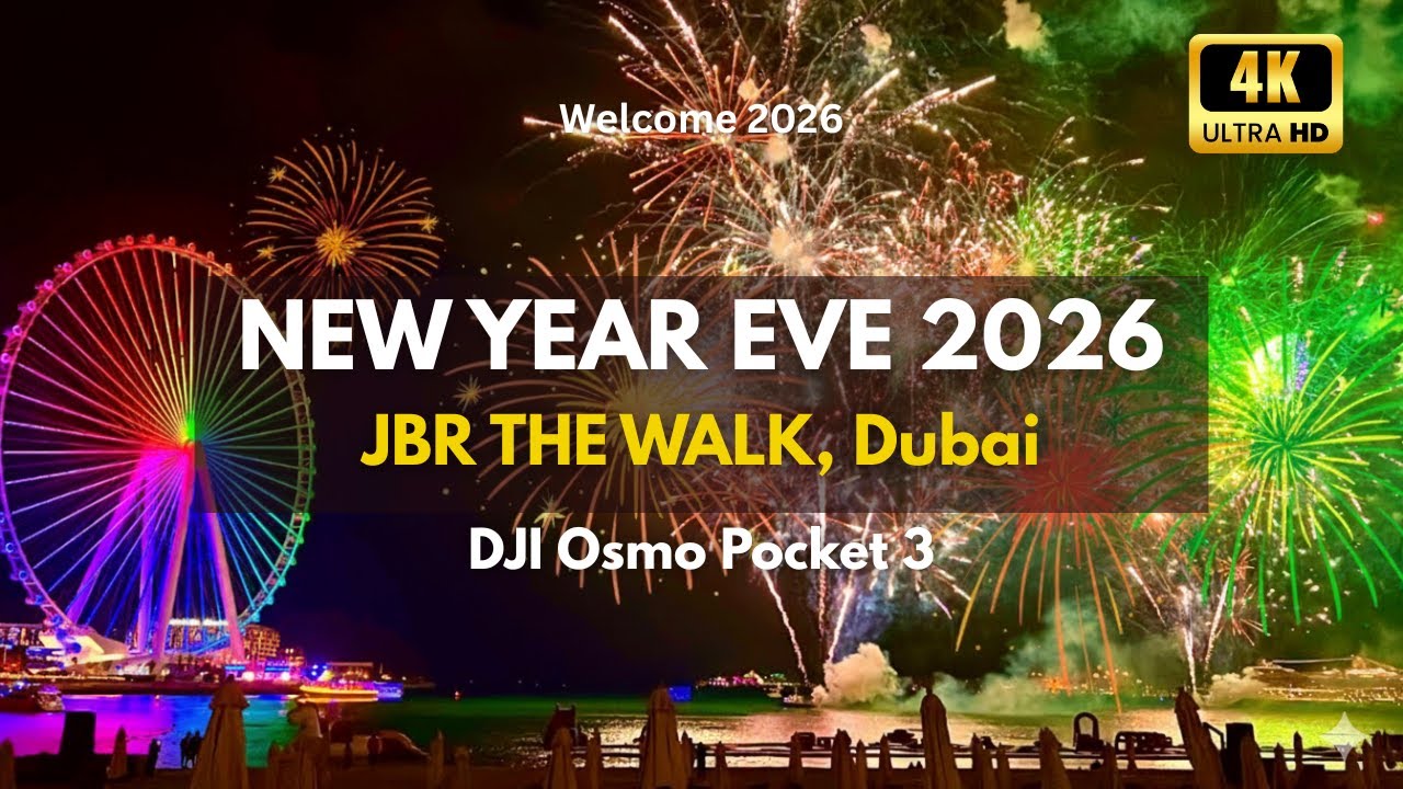 Dubai New Year 2026 Fireworks at JBR | Massive Crowd & Stunning Show 🎆
