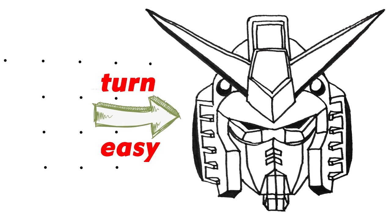 HOW TO DRAW GUNDAM'S HEAD EASY BY 14 DOTS