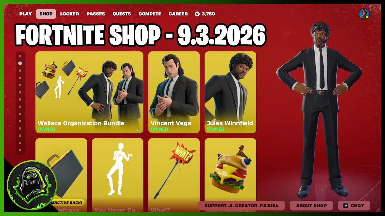 *NOVÝ* FORTNITE SHOP! I 9.3.2026 I MORTY, PULP FICTION SKINY!