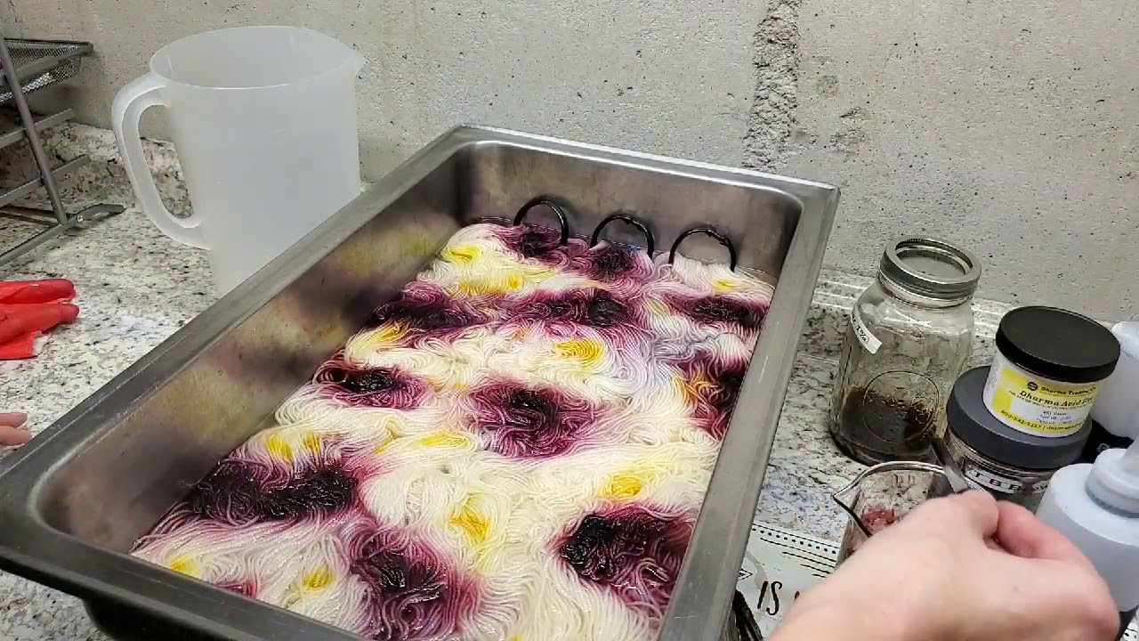 Acid Dyeing Yarn Tutorial #5: Low immersion dyeing in a Hotel Pan
