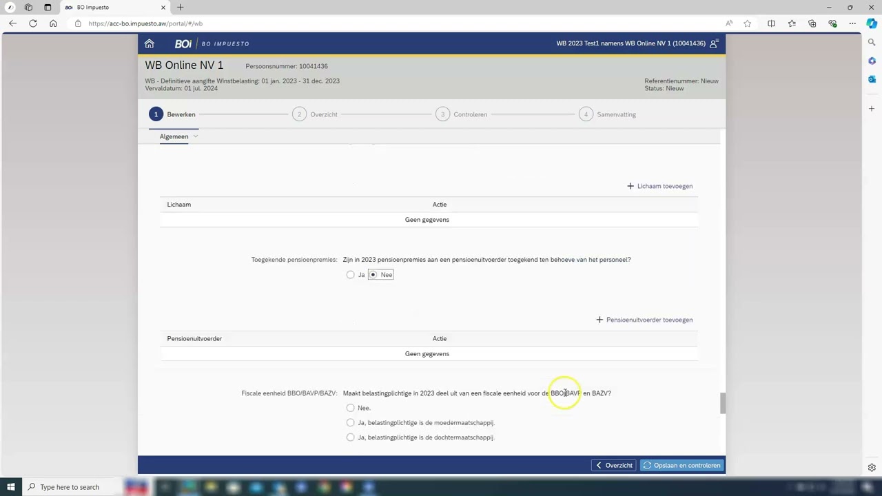 Definitieve aangifte winstbelasting