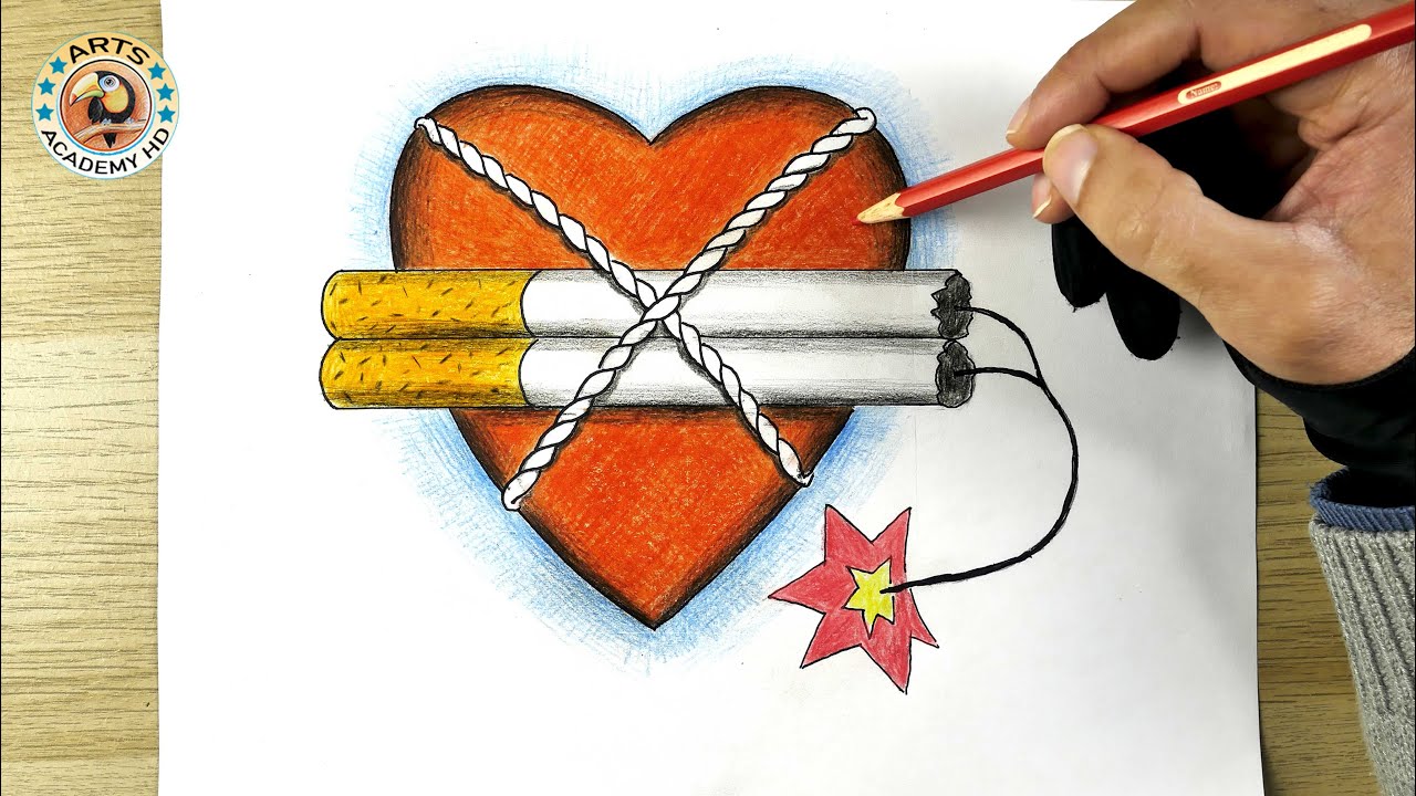 رسم اليوم العالمي ضد التدخين سهل للمبتدئين | Draw World No Tobacco Day an | Arts Academy HD