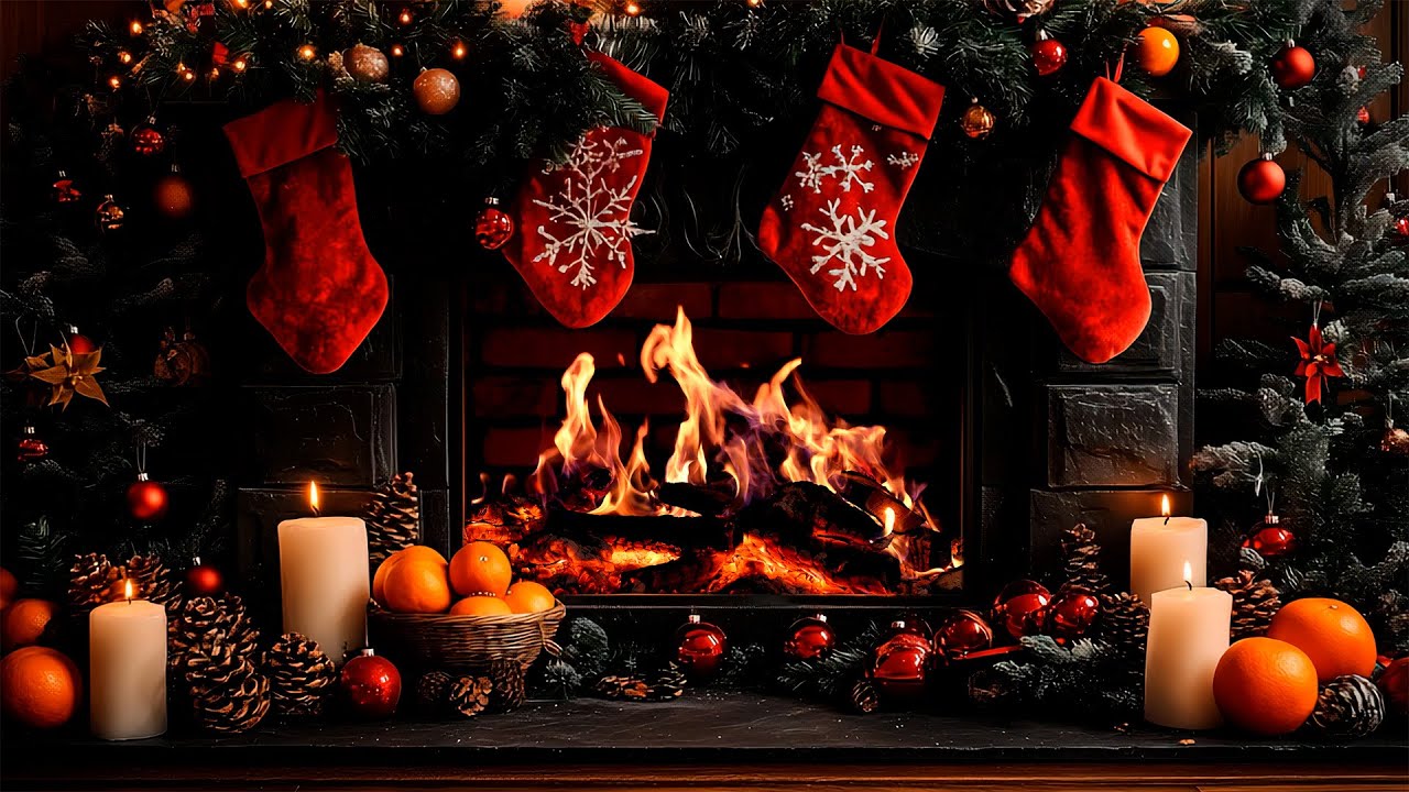 🎄 Уютный рождественский камин 🔥 Звуки потрескивания огня для глубокого сна и расслабления