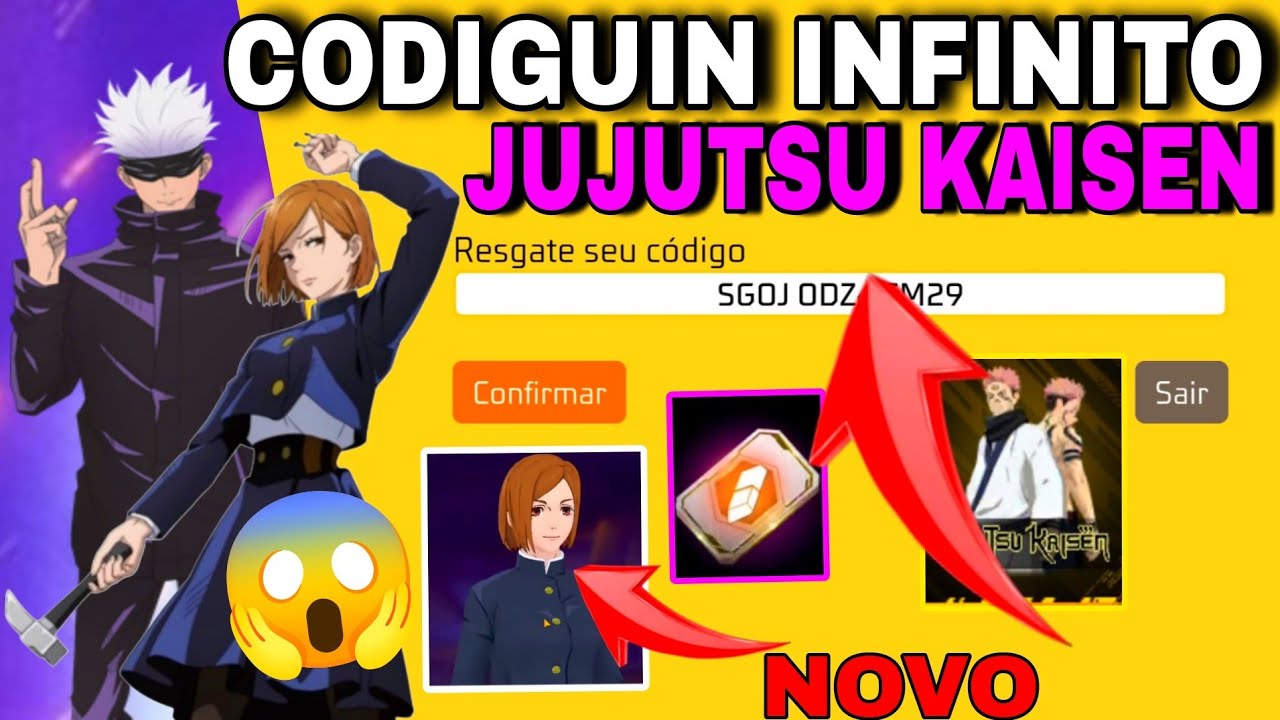 JÁ 😱 CODIGUIN INFINITO PARA RESGATAR NO FREE FIRE NOVO EVENTO JUJUTSU KAISEN CODIGUINHO Gojo/Nobara