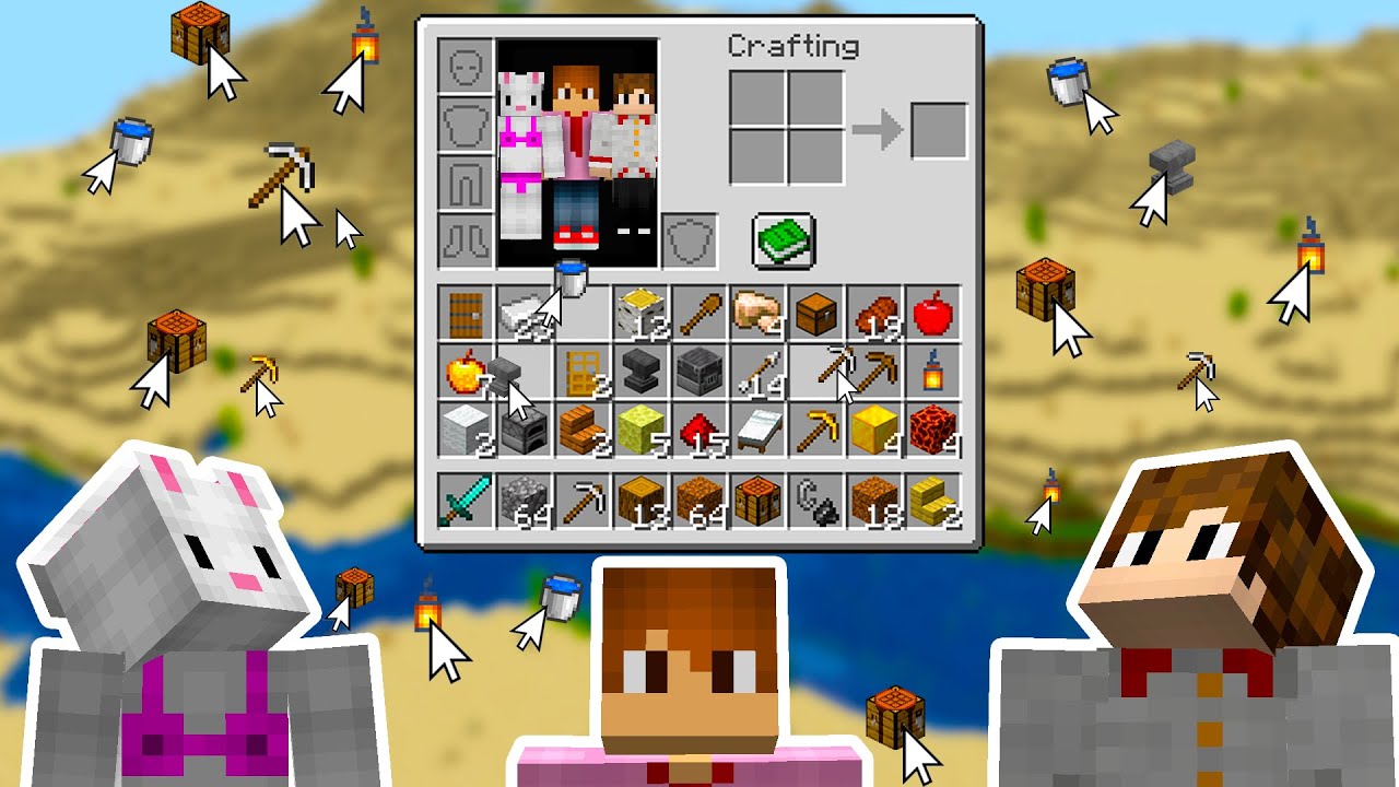 minecraft mas é 1 inventário pra 3 maníacos (impossivel...)
