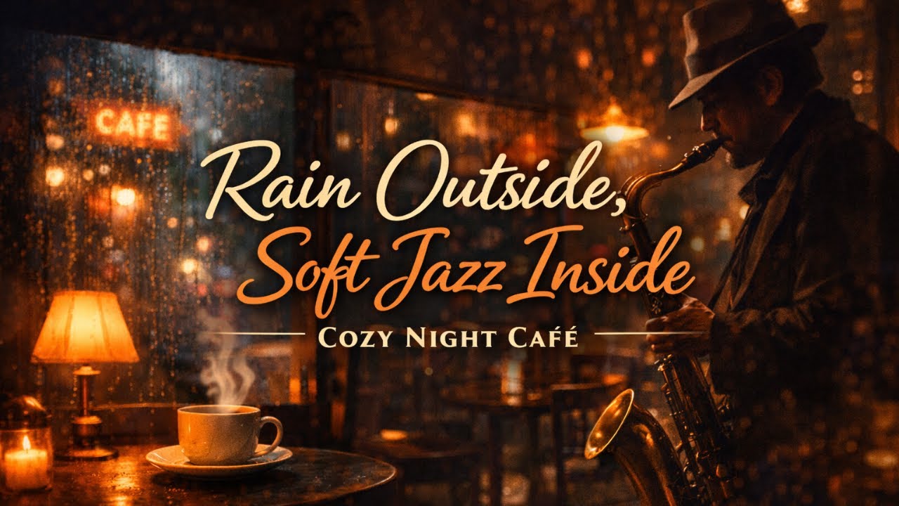 Rain Outside, Soft Jazz Inside ☔ Cozy Night Café Jazz | Relax, Work, Study
