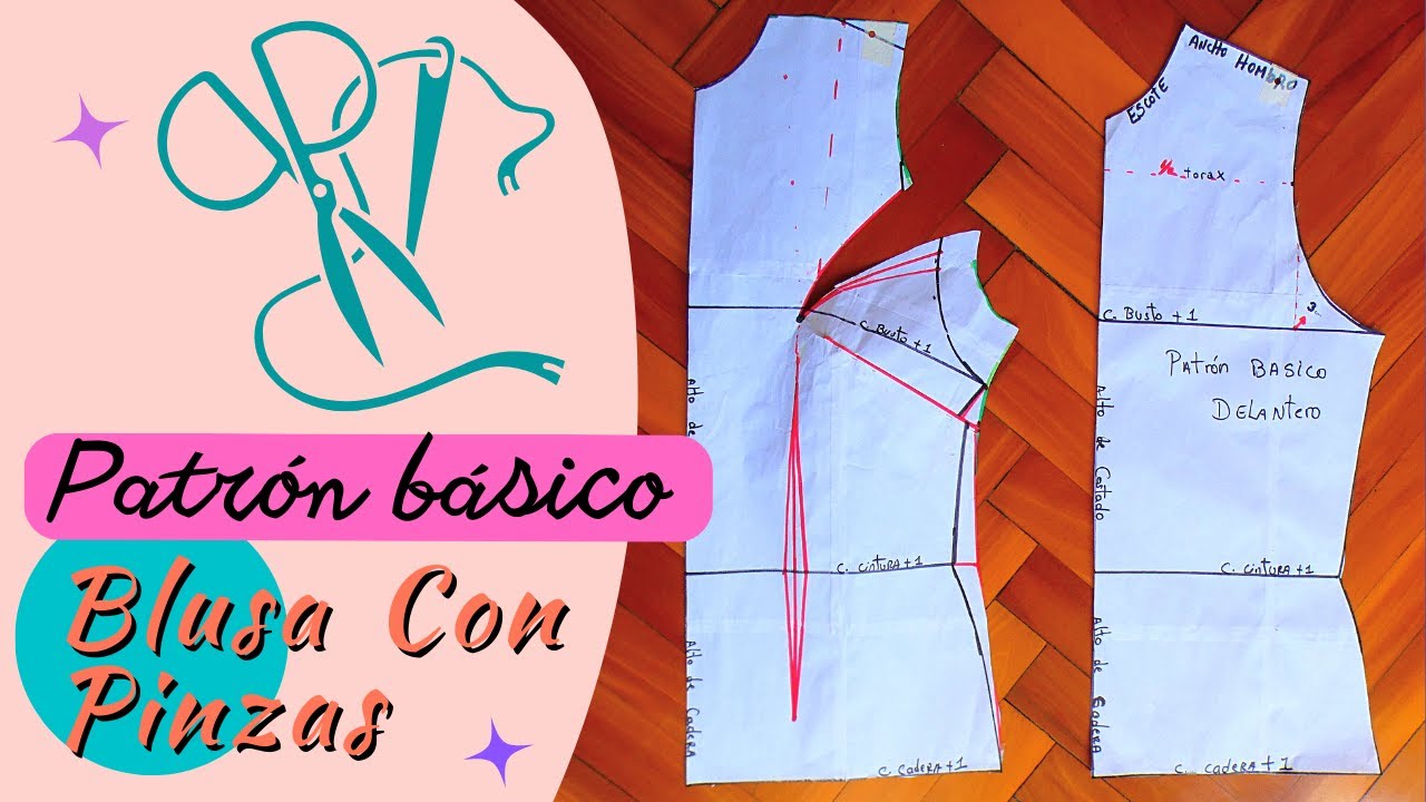 Como trazar Patrón Básico de blusa delantero y espalda con pinzas paso a paso