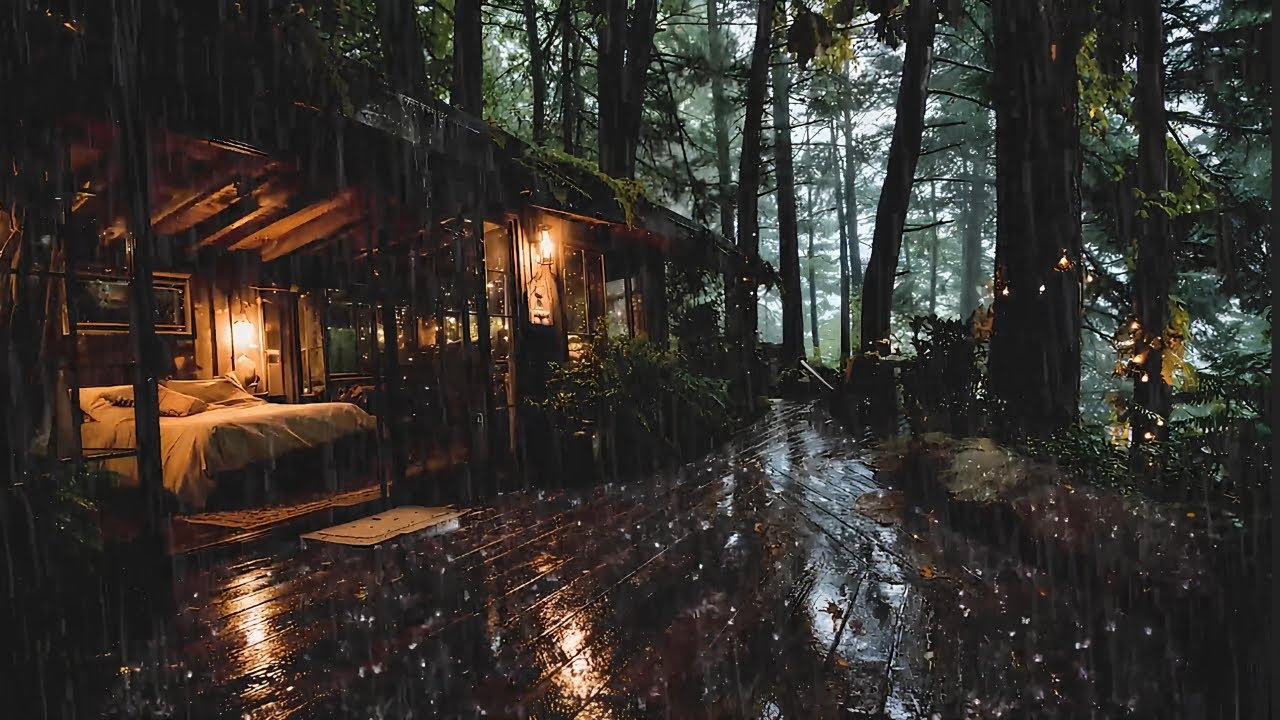Calm Rain Surrounding the Forest Cabin 🌧️ | Sleeping Alone in Deep Rain Ambience