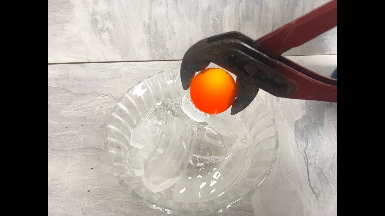 GLOWING 1000 DEGREE METAL BALL VS ICE CUBE - MR OWL EYES  Crazy Experiments