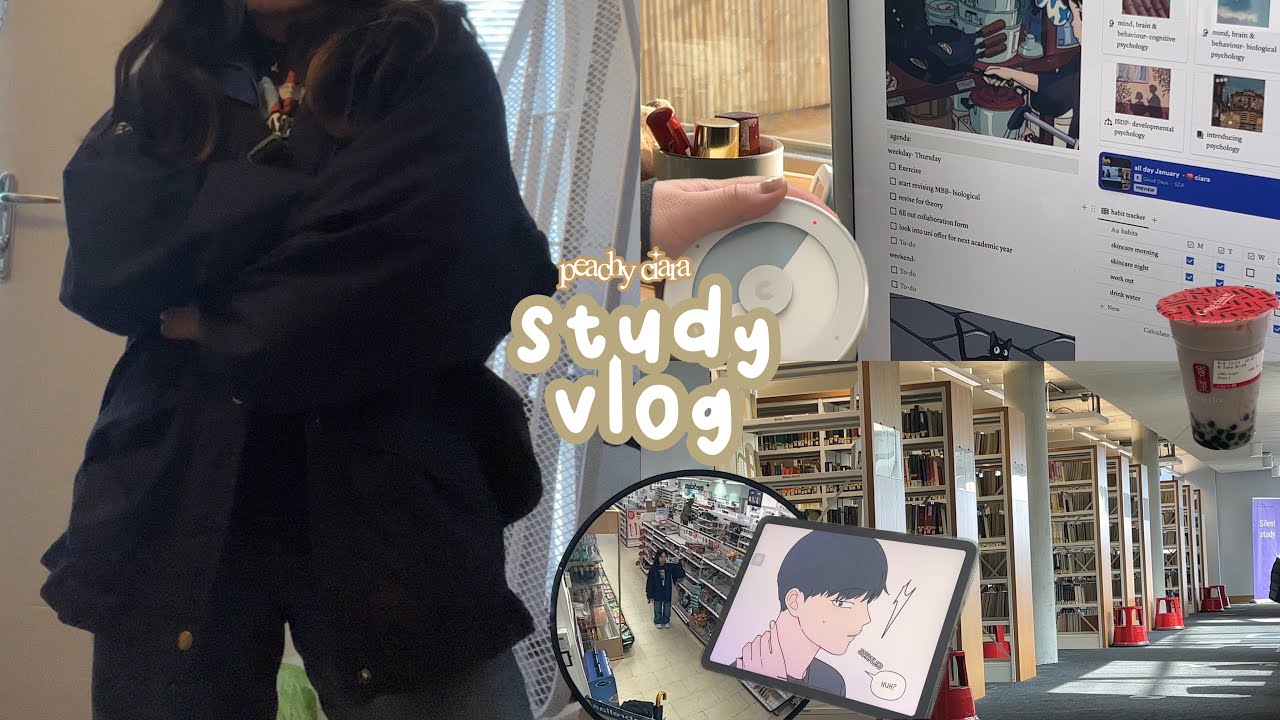 uni study vlog 🎧 week in my life, grocery run, study in town, finals as a psych major ft manhwa