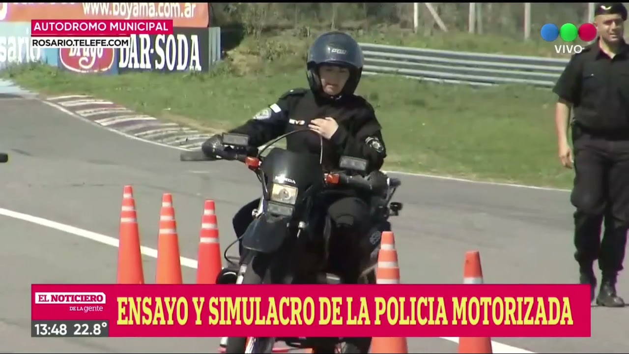 Ensayo y simulacro de la policía motorizada - Telefe Rosario