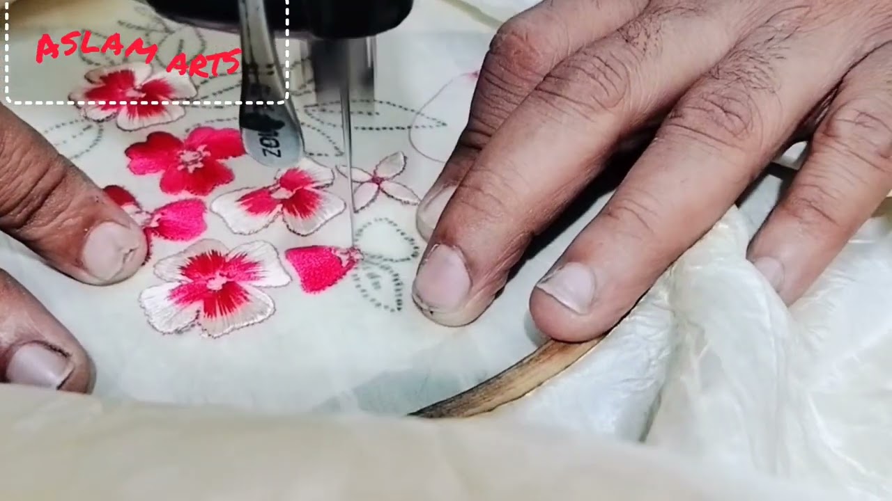 Shaded flower boota design for beginners in machine embroidery.