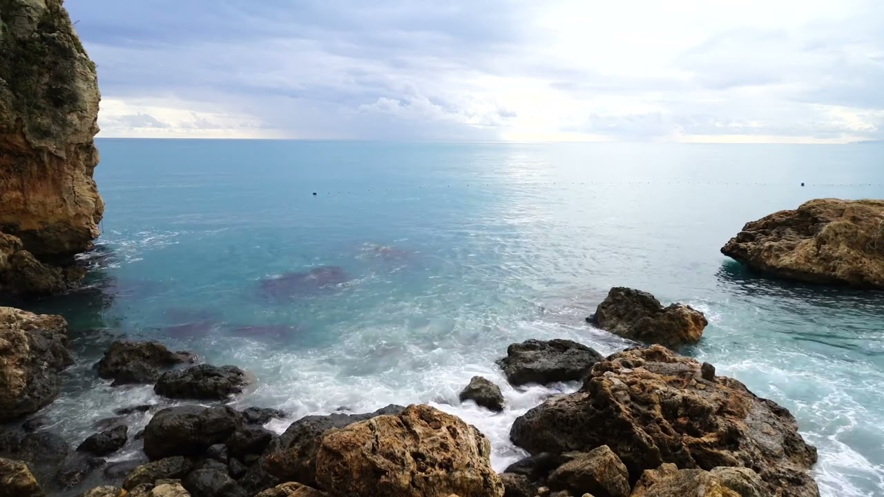 Ocean Waves Crashing on Rocky Shore | Natural Sea Ambience