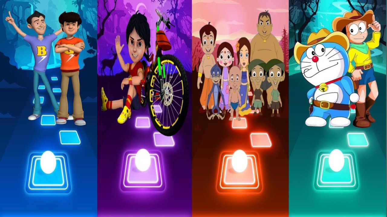 Gattu Battu Vs Shiva Vs Chhota Bheem Vs Doraemon - Tiles Hop EDM Rush