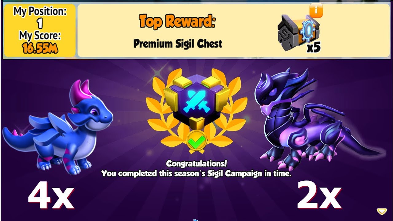 First Rank August 2024 Sigil Campaign-Dragon Mania Legends | Got 2x Lilac Knight Dragons | DML