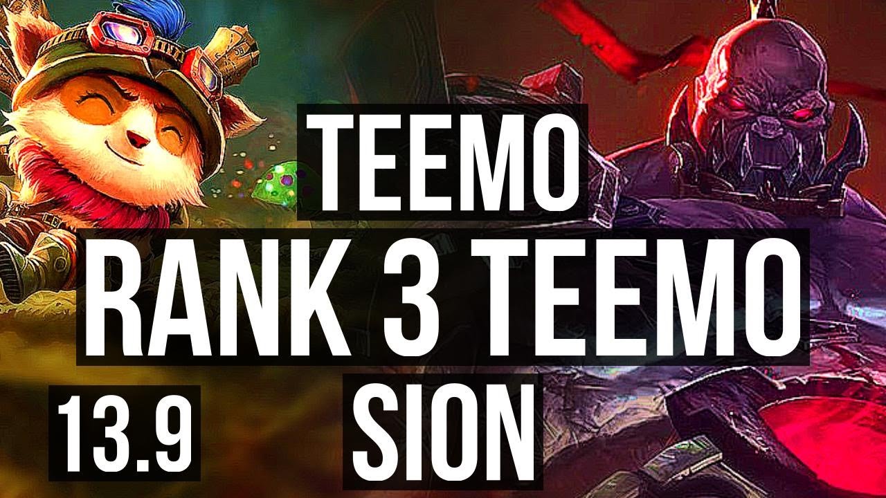 TEEMO vs SION (TOP) | Rank 3 Teemo, 6 solo kills, 12/4/17, 300+ games | TR Master | 13.9