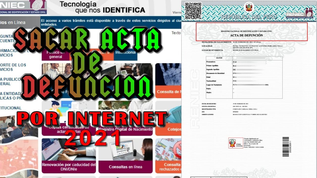 Copia Certificada de Acta o partida de Defunción vía internet 2021 (proceso completo)