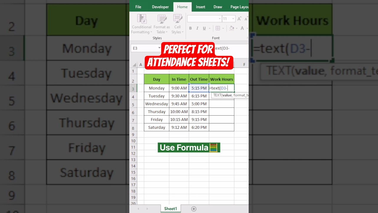 🚫Stop Calculating Work Hours Manually in Excel!😲 | Excel Tips & Tricks