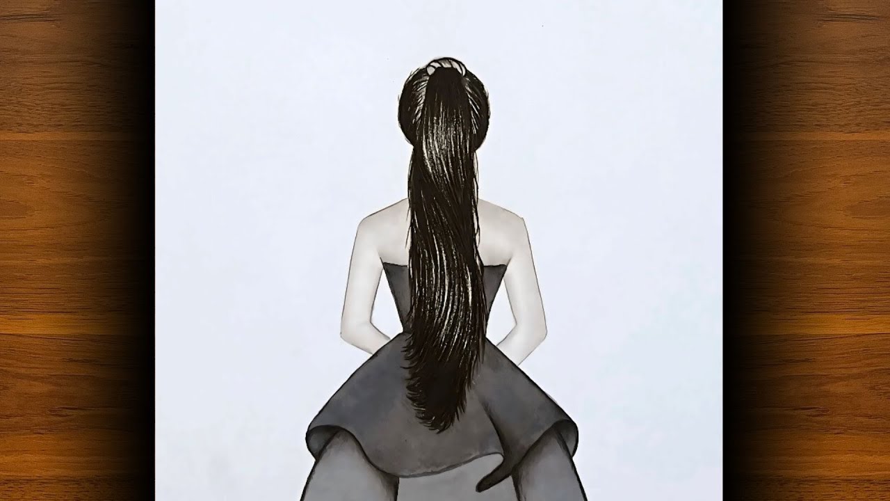 How to Draw a Girl with Beautiful Dress | Easy Girl Drawing Tutorial for Beginners