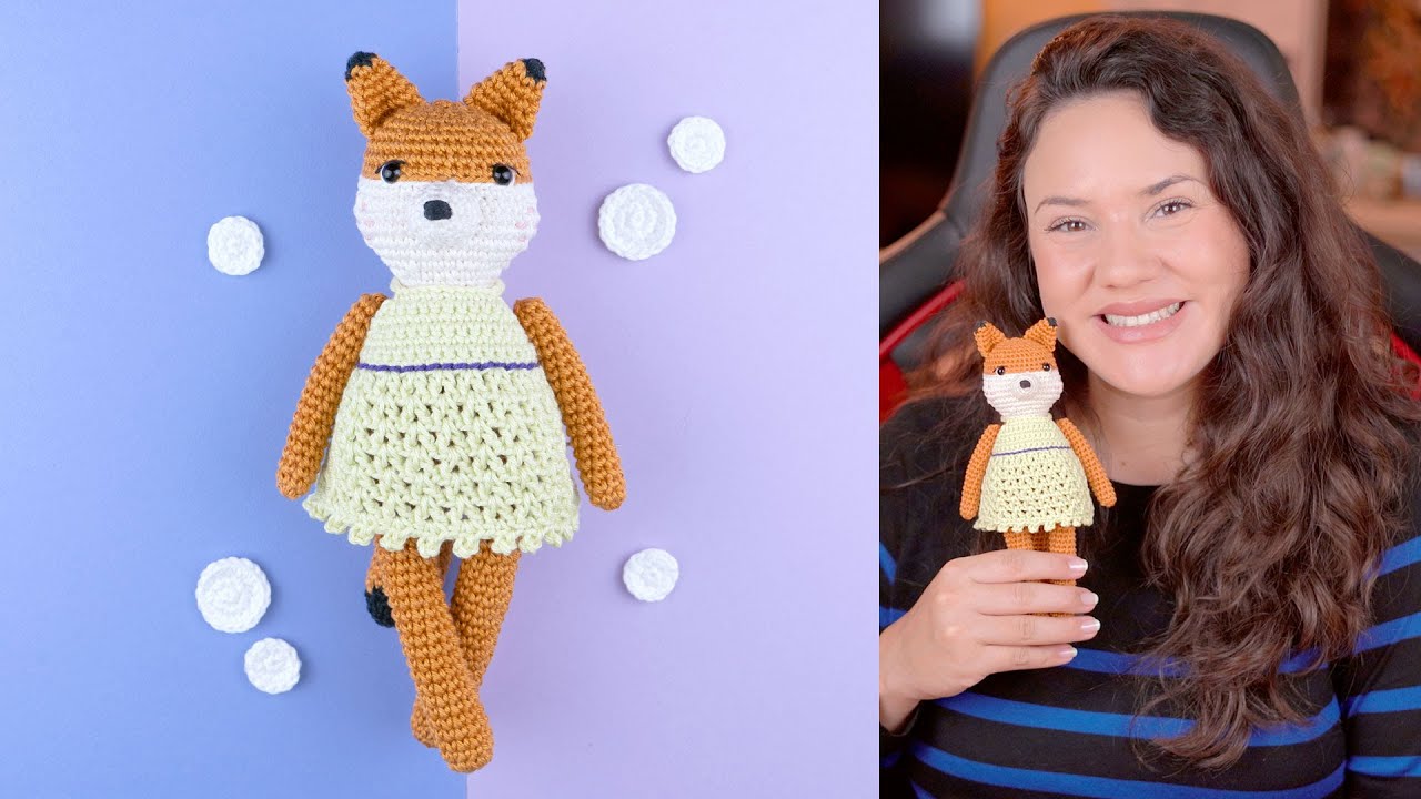 COMO FAZER RAPOSA DE AMIGURUMI - VESTIDO - PARTE 3/3 | ATELIÊ JÉSSICA BRANDÃO | #182