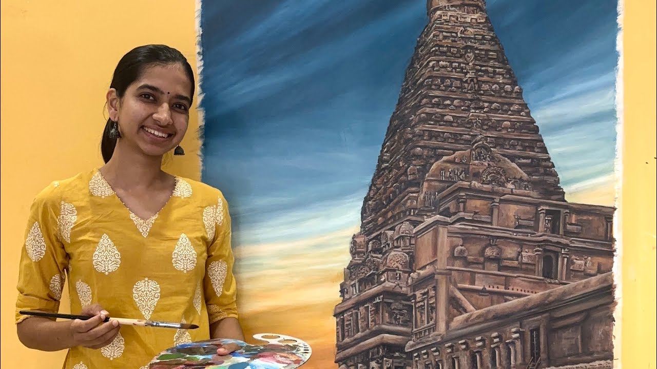 Thanjavur Temple | Commissioned Painting | Acrylic on Canvas